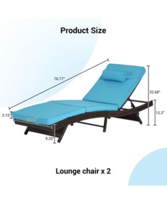 Outdoor Wicker Reclining Lounge Chairs (Set of 2) - Beach, Pool, Garden