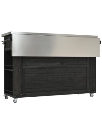 Streamdale Outdoor Kitchen Island - Fir Wood, Stainless Top
