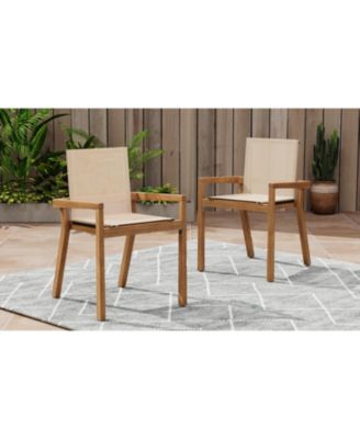 Streamdale Acacia Wood & Mesh Outdoor Dining Chairs (Set of 2)