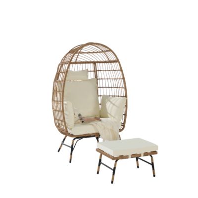 Oversized Wicker Egg Chair with Ottoman