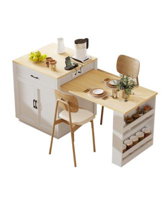 Streamdale Extendable Kitchen Island with Dining Table and Storage