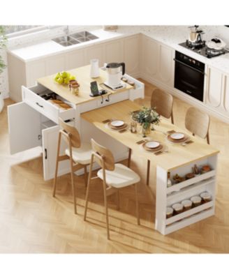 Streamdale Extendable Kitchen Island with Dining Table and Storage