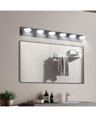 Streamdale LED Modern Black 6-Light Vanity Lights Fixtures Over Mirror Bath Wall Lighting