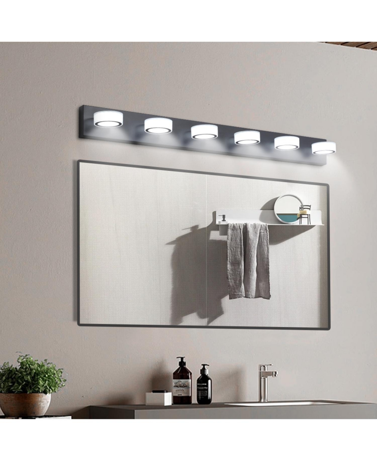 Streamdale Led Modern Black 6-Light Vanity Lights Fixtures Over Mirror Bath Wall Lighting