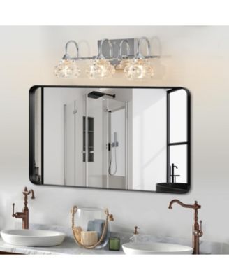 Streamdale Brushed Nickel Finish Vintage Crystal Vanity Light - Elegant 3-Light Bathroom Mirror Fixture with Clear Glass Shades