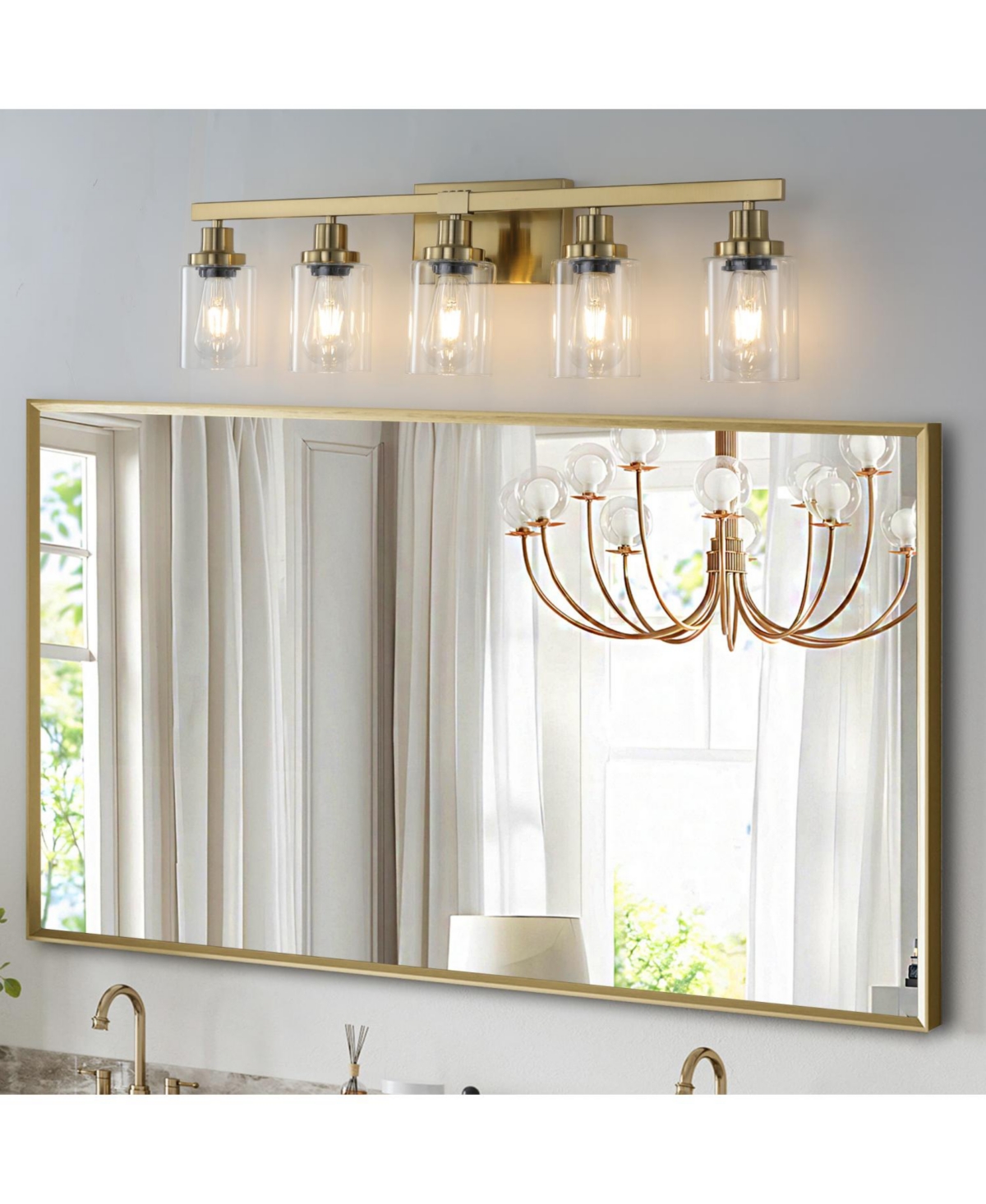 Streamdale Furniture Streamdale 5-Light Clear Glass Vanity Light (No Bulbs)