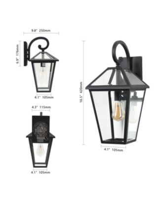 Outdoor Wall Lanterns with Clear Glass Panels 2-Pack