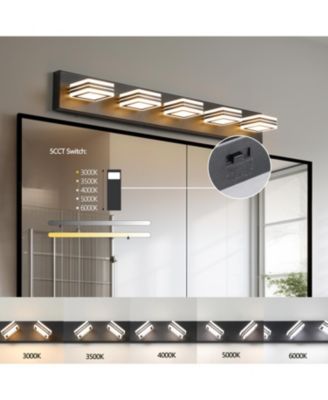 Modern 5-Light Vanity Light Sleek Iron & Acrylic Fixture with Dimming and Energy Efficiency