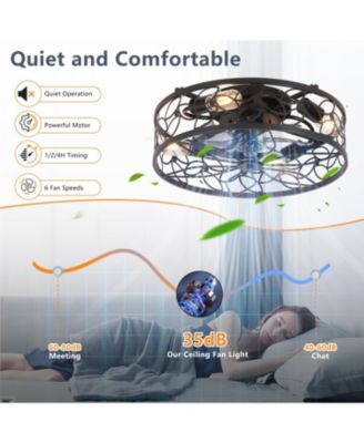 Streamdale Black Vintage Caged Ceiling Fan with Remote - 18.1", Industrial Style