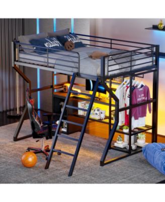 Gaming Loft Bed with Work Station & Storage
