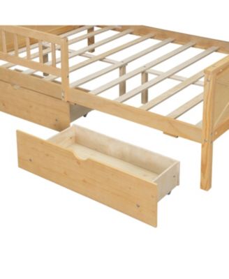 Wood Full House Platform Bed with LED & Storage