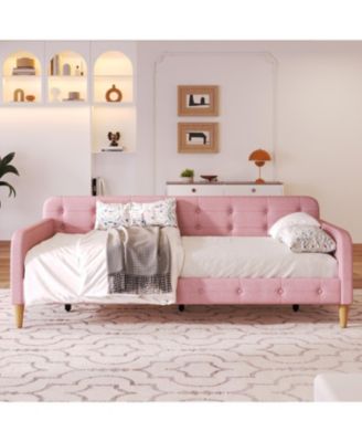 Twin Size Upholstered Daybed with 4 Support Legs