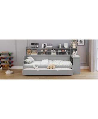 Twin Daybed with Trundle Desk & Shelves