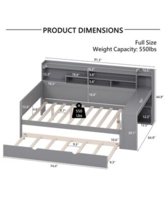 Daybed with Trundle Desk & Shelves