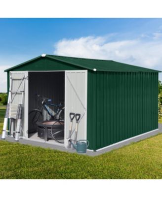 Metal garden sheds 10ftx8ft outdoor storage sheds Green + White