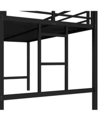 Twin Metal Loft Bed with Ladder & Guardrails - Black