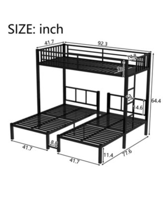 Triple Twin Bunk Bed - Black