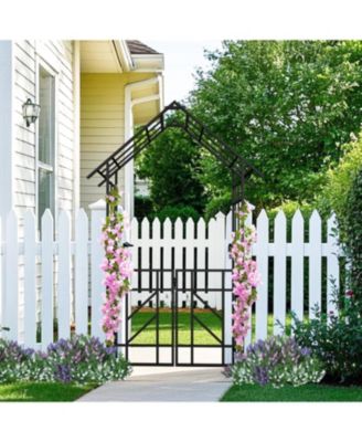 Metal Garden Arch with Gate Black
