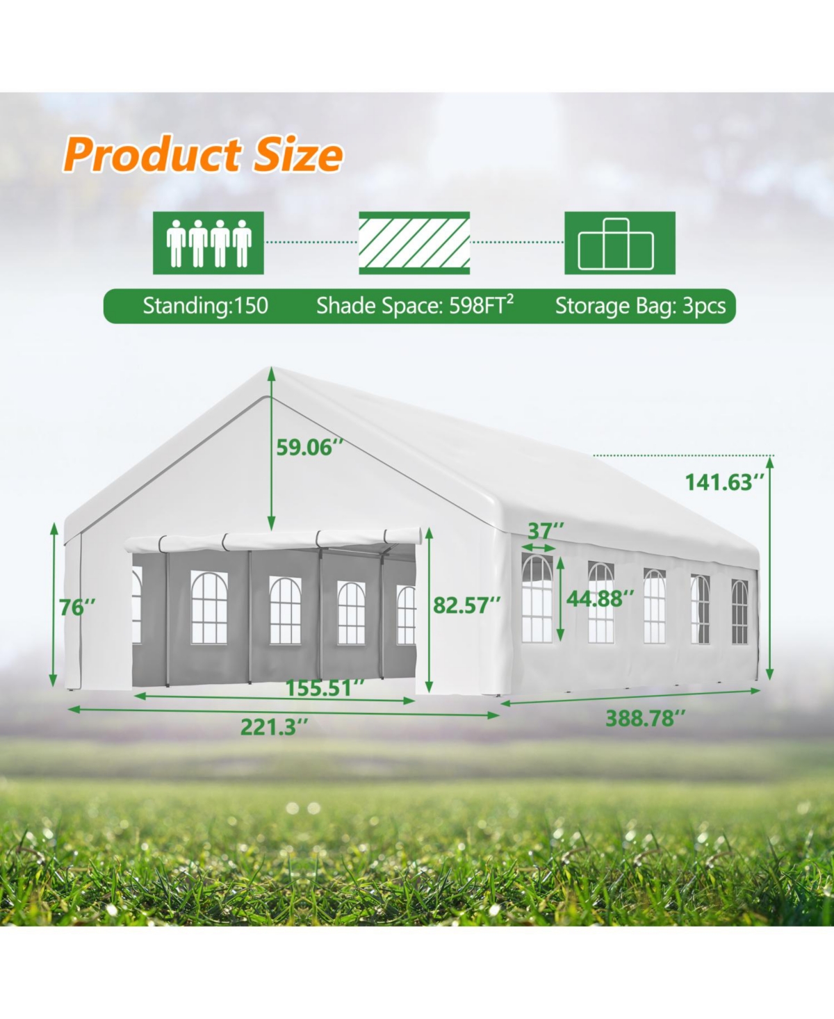 Streamdale Furniture 20x32 Party Tent with Sidewalls & Storage Bags