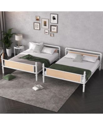 Twin XL Over Twin XL Metal Bunk Bed White