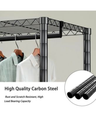 Heavy Duty Adjustable Garment Rack with Shelves &amp; Rails - Black