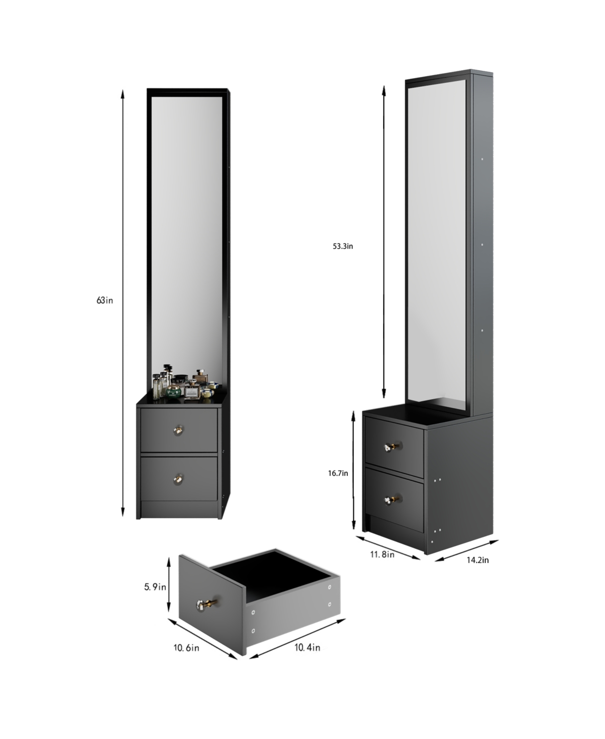 Streamdale Furniture Full Body Mirror Cabinet - Extra Large Storage