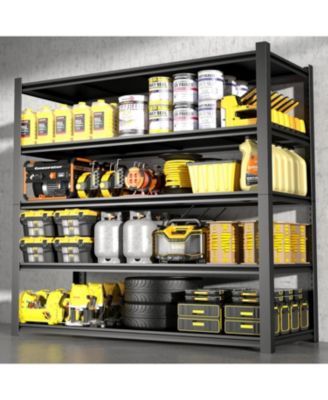 59" Wide Black Metal Shelves w/ Dividers