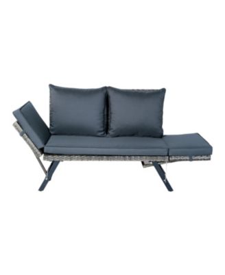 Wicker Foldable Patio Bench with Cushion