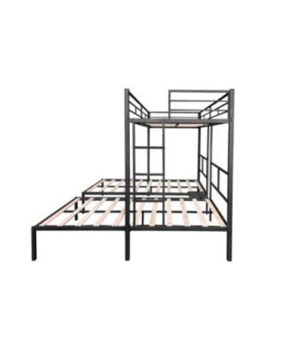 Triple Bunk Bed - Sturdy Metal Frame Wooden Slats