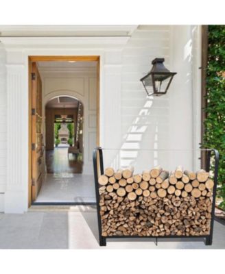 4ft Heavy Duty Firewood Rack - Matte Black