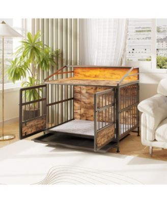 Wooden Dog Crate Furniture with Storage - Brown