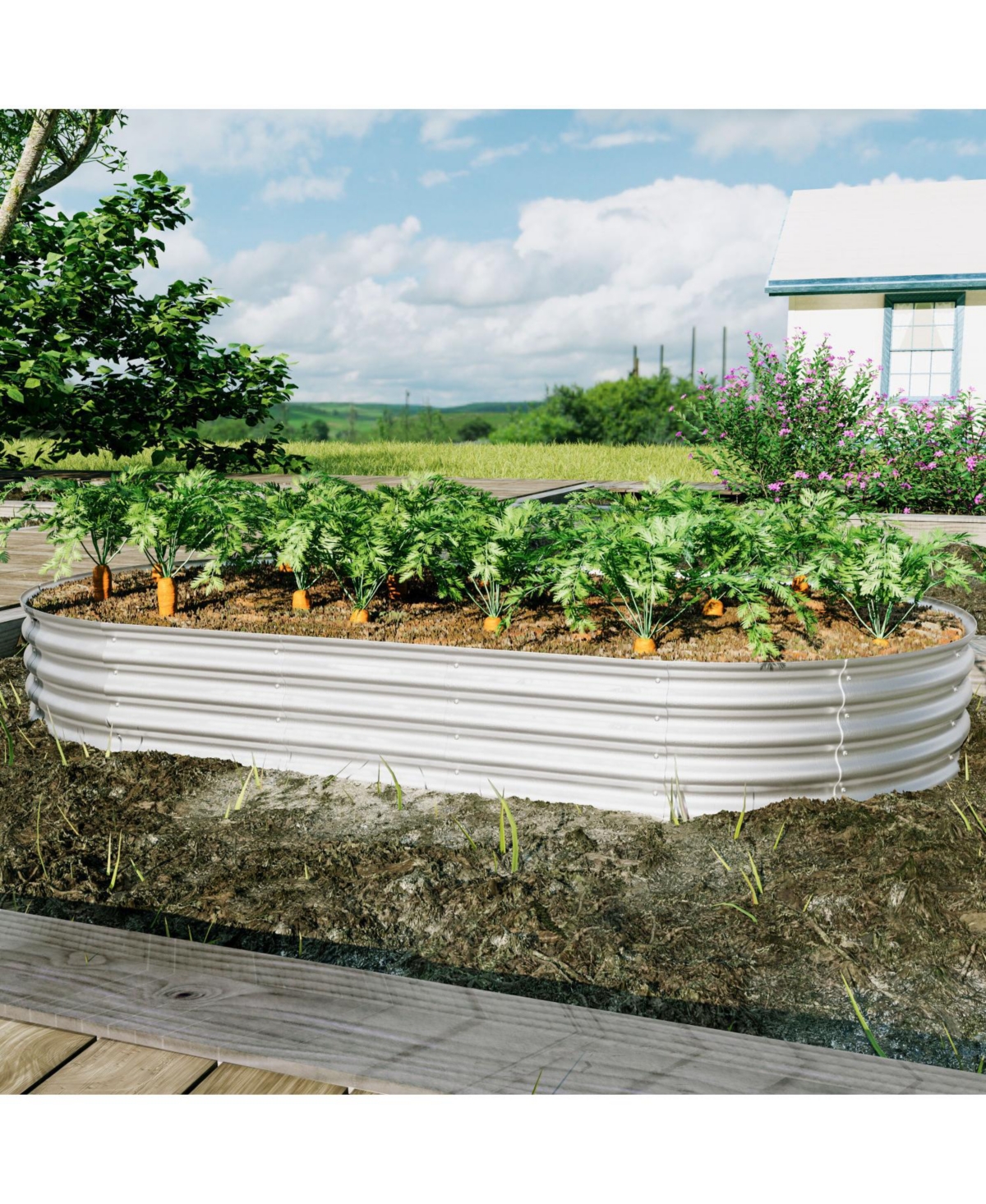 Streamdale Furniture 8x4x1ft Galvanized Raised Garden Bed Kit