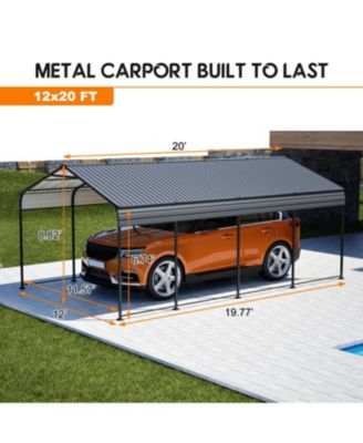 12x20 Metal Carport - Heavy Duty Car Shelter