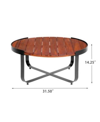 Acacia Wood & Metal Outdoor Coffee Table