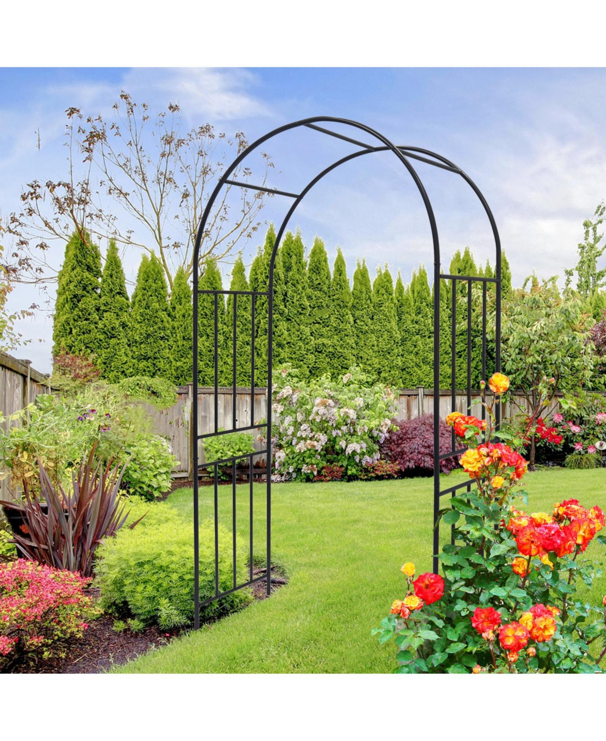 Streamdale Furniture Streamdale Metal Garden Arch, Climbing Plant Support, Outdoor Black