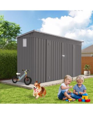 Streamdale 4x9 FT Outdoor Metal Garden Storage Shed with Sloping Roof & Vents - Gray