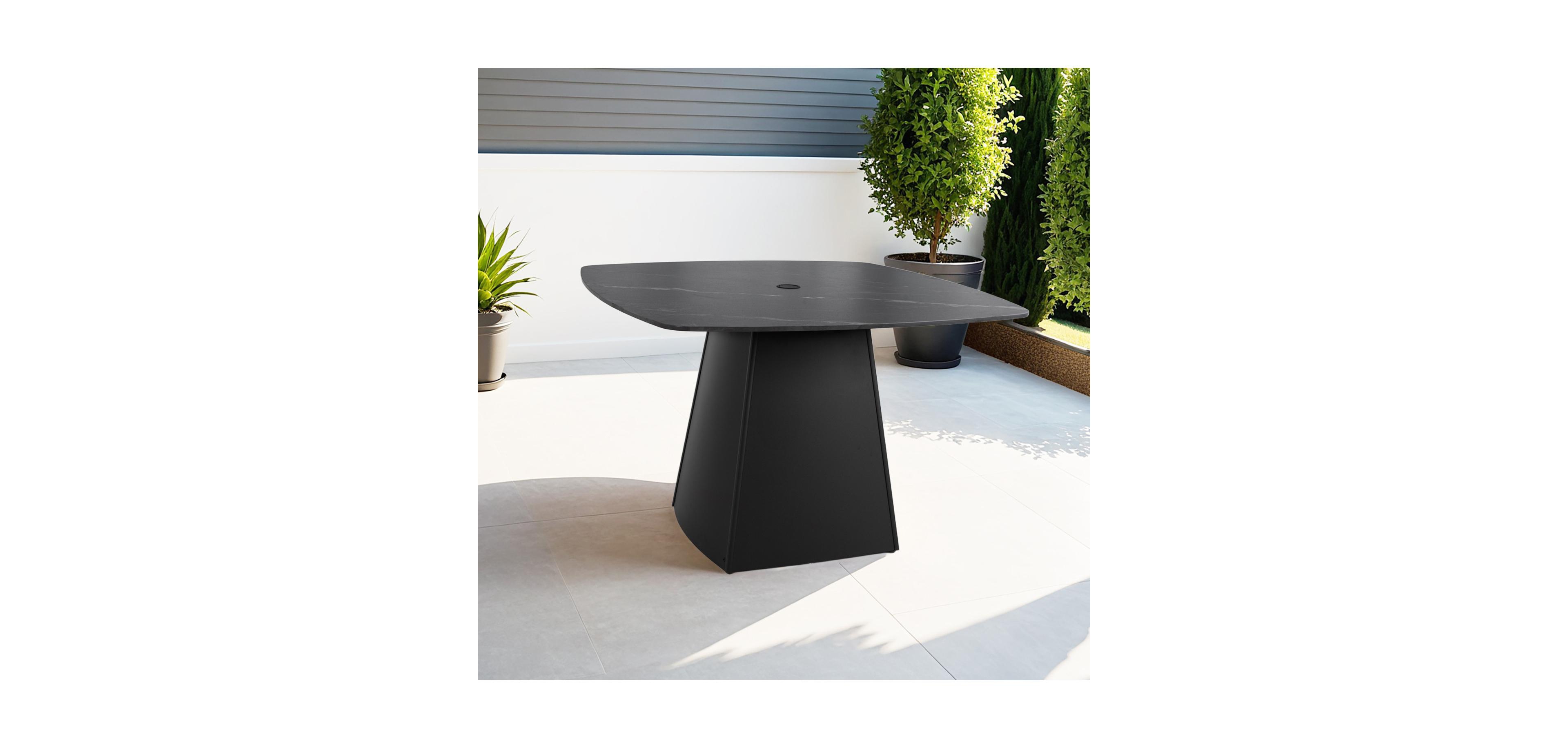 Streamdale Furniture 44" Black Sintered Stone Outdoor Dining Table