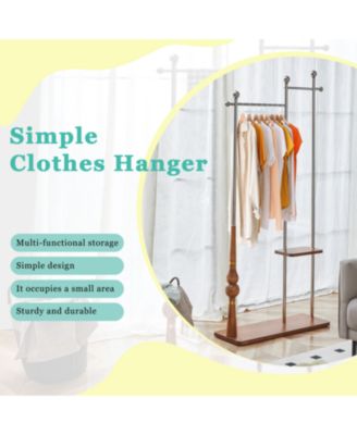 Streamdale 70" Industrial Coat Rack - Wood & Steel, Double Layer Hanger