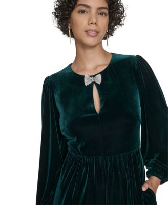 Petite Balloon Sleeve Jewel Neck Dress