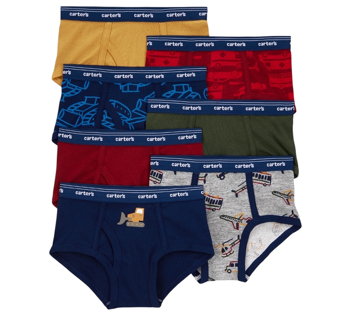 Carter's Little And Big Boys 7- Pack Construction-themed Briefs In Multi