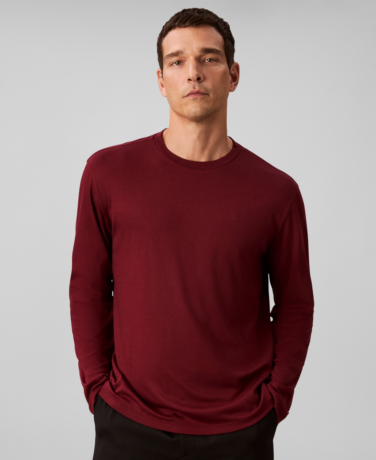 Calvin Klein Men's Crewneck Long Sleeve T-shirt In Red