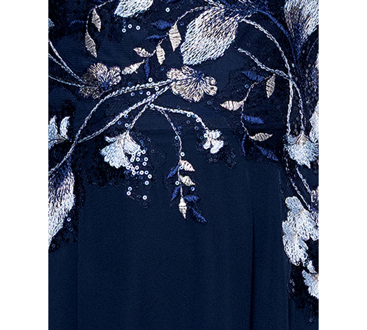 Betsy & Adam Petite A-line Embroidered Dress In Blue