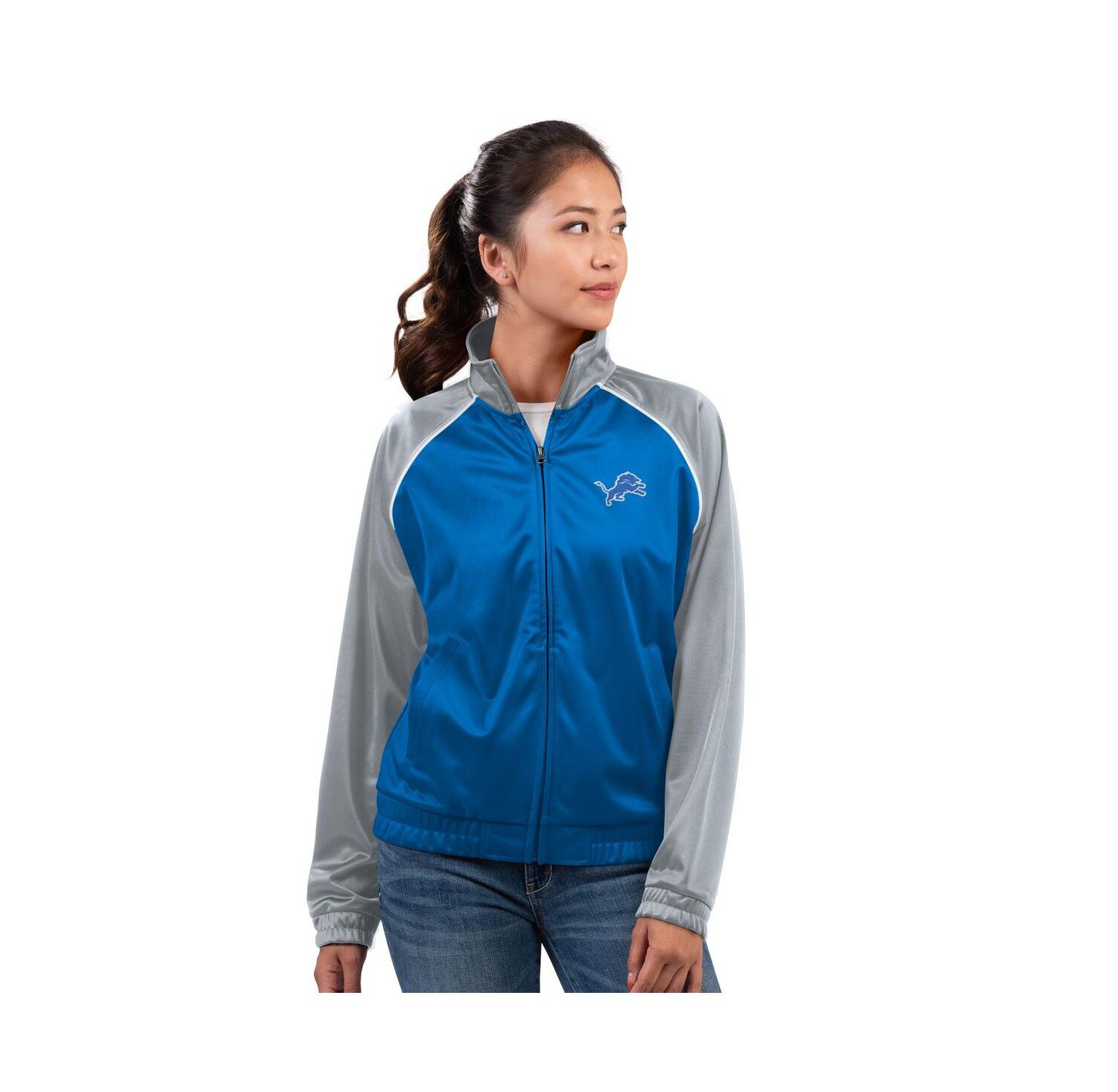 Women's Blue Detroit Lions Replay Full-Zip Track Jacket