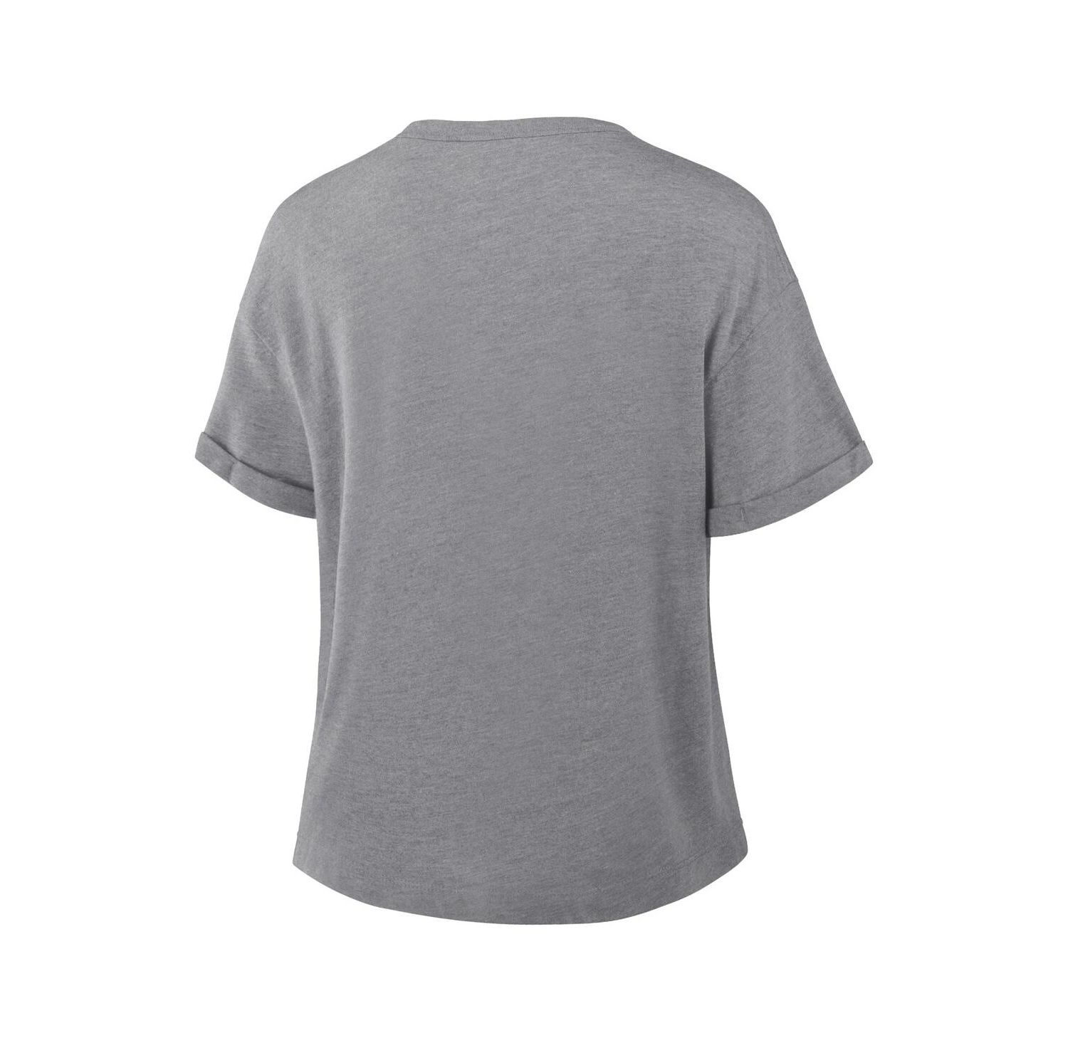 Women's Heather Gray Miami Dolphins Pennant Wave Tribute Tri-Blend Boxy T-Shirt