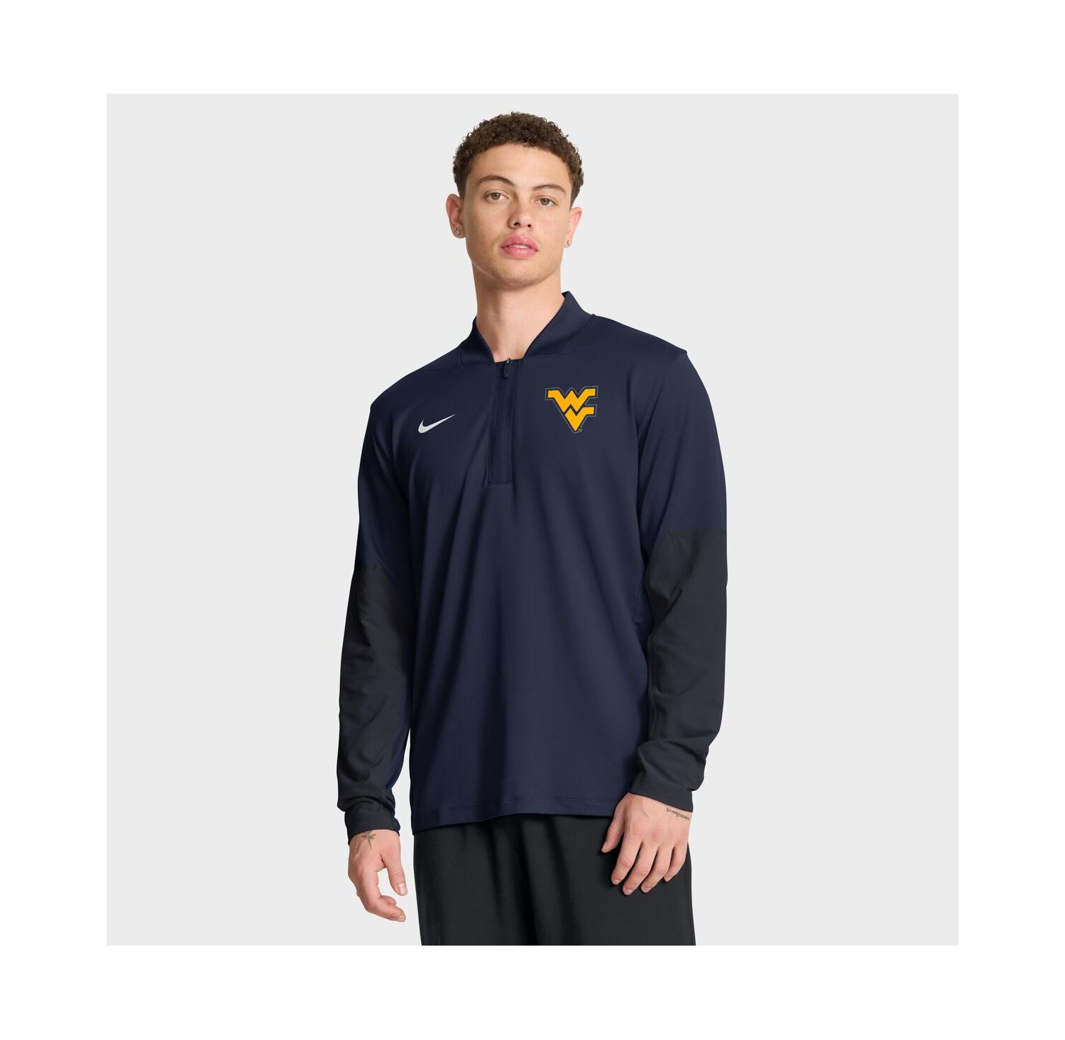 Men's Navy West Virginia Mountaineers One Goal Performance Half-Zip Pullover Sweatshirt