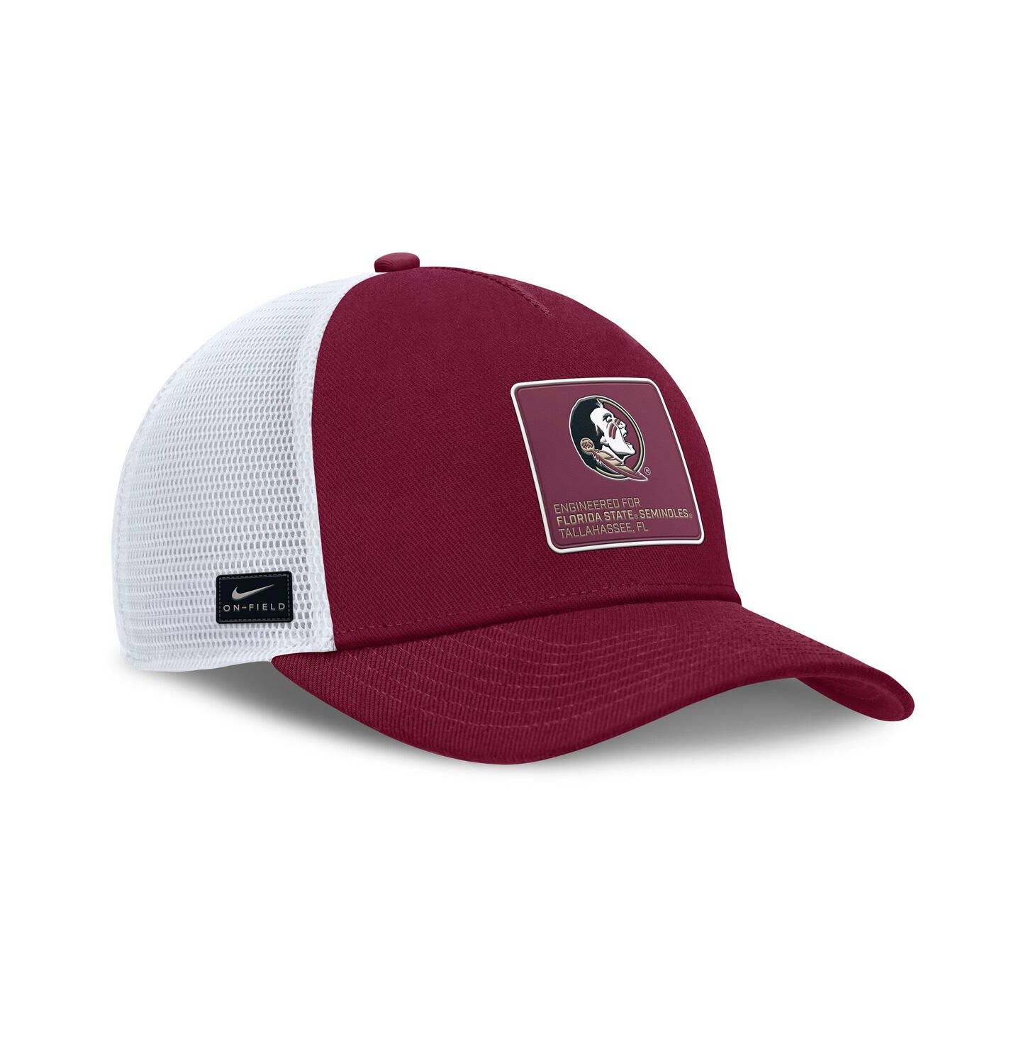 Мужская кепка Nike Garnet/White Florida State Seminoles 2025 On-Field Rise Engineered Trucker Adjustable Hat — фото 3