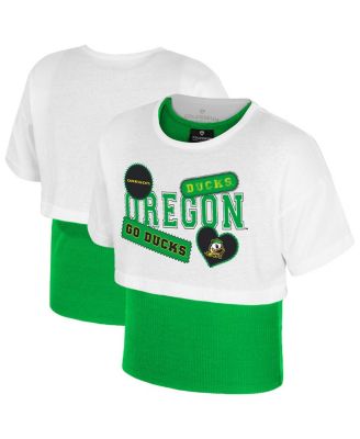 Colosseum - Big Girls&nbsp;White Oregon Ducks Gale Cropped 2Fer Top