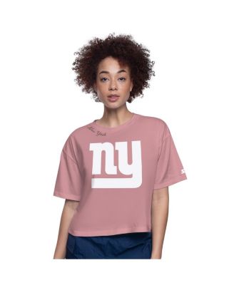 Starter - Women's Pink New York Giants Play the Ball Boxy Cropped T-Shirt