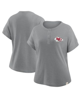 Fanatics - Women's Heather Gray Kansas City Chiefs Oversized Hometown Premium Henley Shirt