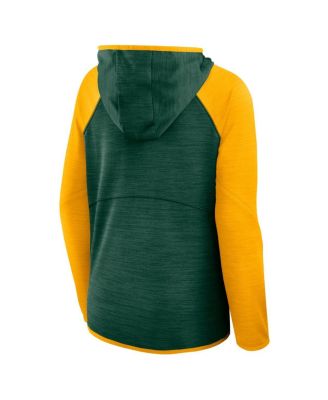 Women's Green/Gold Green Bay Packers Redzone End Around Pass Raglan Full-Zip Hoodie
